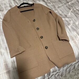 Kate Spade brown/tan cardigan with tortoise shell buttons